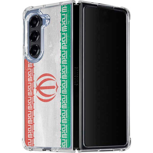 Iran Flag Distressed Galaxy Z Fold5 5G Clear Case